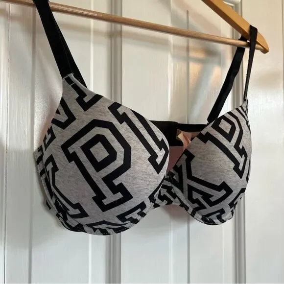 PINK Victoria's Secret Black and Gray Bra - Picture 3 of 6